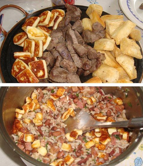 Baião De Dois Com Carne De Sol Aipim E Queijo Coalho Frio